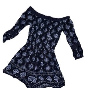Hollister Navy Blue Patterned Romper